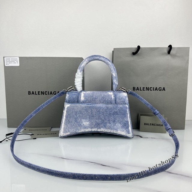 Balenciaga專櫃爆款手提肩背女包沙漏包 巴黎世家Hourglass牛皮牛仔印花沙漏包 fyj1112